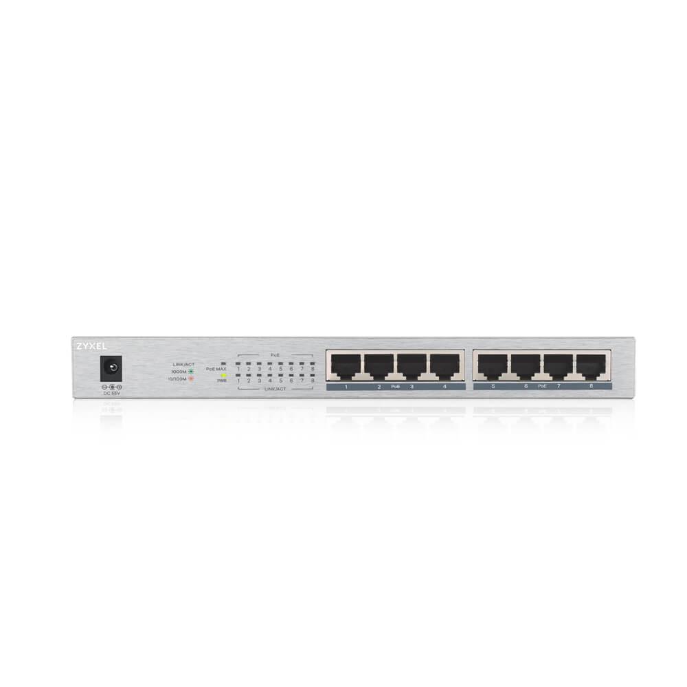Switch ZyXEL GS1008-HP, switch gigabit non géré 8 ports PoE+, 60W