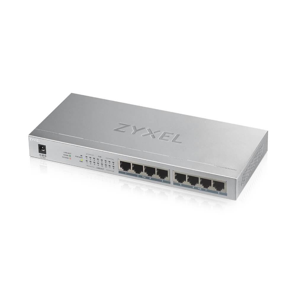 Switch ZyXEL GS1008-HP, switch gigabit non géré 8 ports PoE+, 60W
