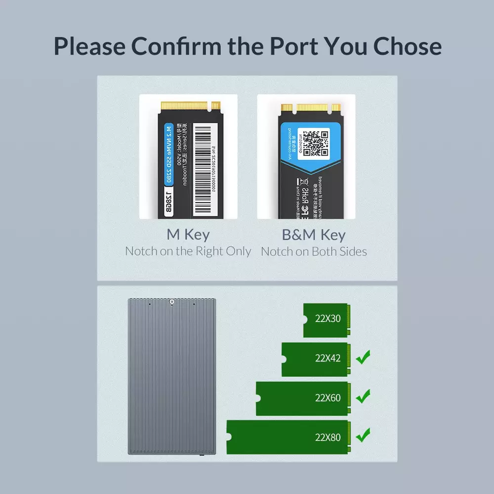 Външна кутия за два диска Orico M2NV01-C3 Storage Case 2 x M.2 Dual Protocol NVMe+SATA Aluminium