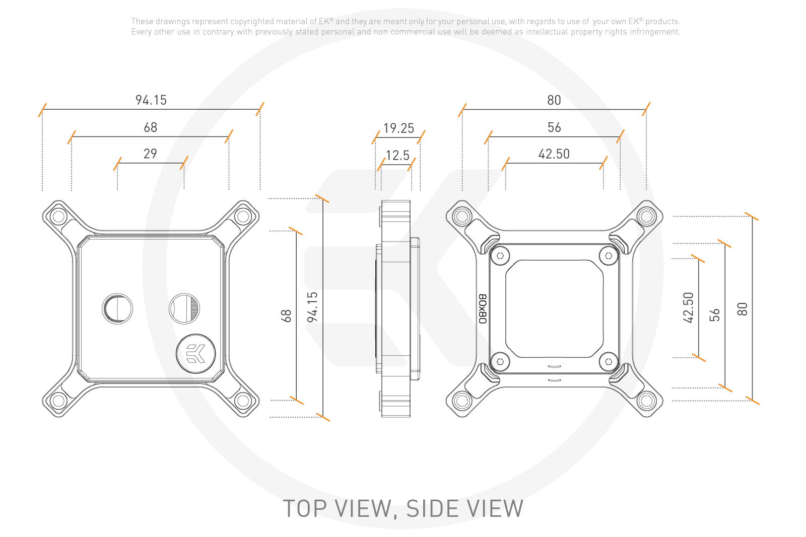 Воден блок за процесор EK-Quantum Magnitude - 20xx Copper + Acetal CPU water block