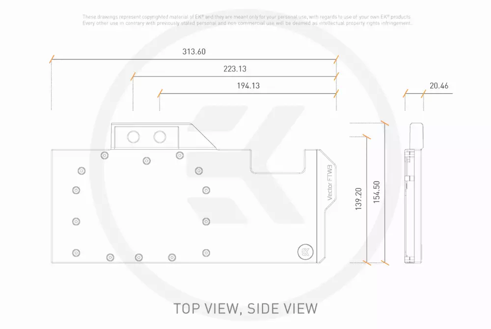 Воден блок за видео карта EK-Quantum Vector FTW3 RTX 3080/3090 D-RGB Nickel + Acetal GPU water block