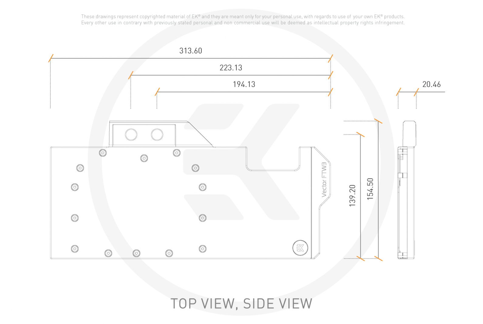Воден блок за видео карта EK-Quantum Vector FTW3 RTX 3080/3090 D-RGB Nickel + Acetal GPU water block