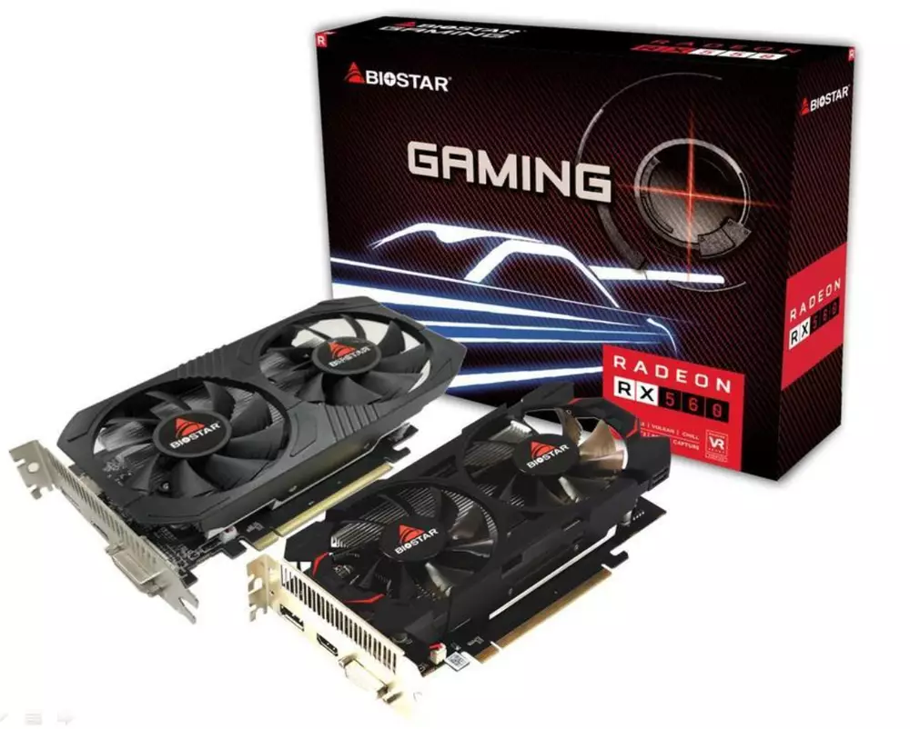 Video Card BIOSTAR Radeon RX560, 4GB, GDDR5, 128 bit, DVI-I, HDMI, DisplayPort
