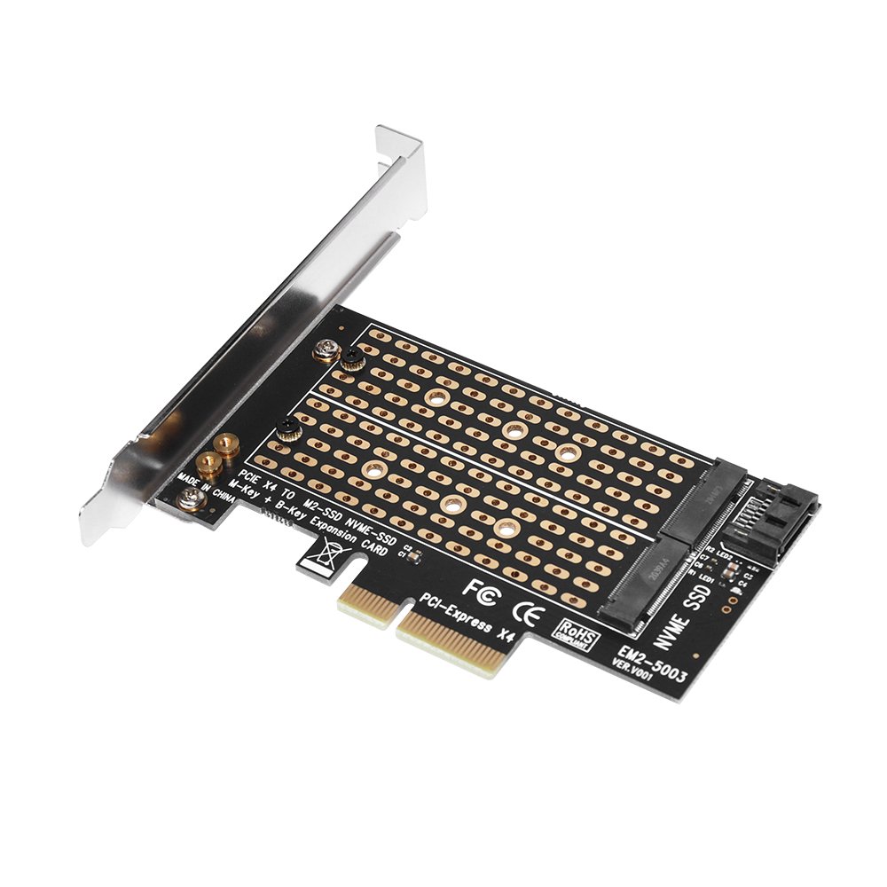 Makki Adaptador M2 SSD NVMe+SATA (M-key+B-key) to PCI Express 3.0 4x adapter - MAKKI-M2-PCIE-2X