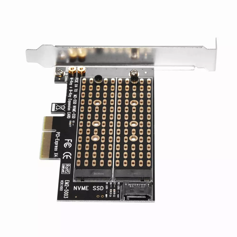 Makki Адаптер M2 SSD NVMe+SATA (M-key+B-key) to PCI Express 3.0 4x adapter - MAKKI-M2-PCIE-2X