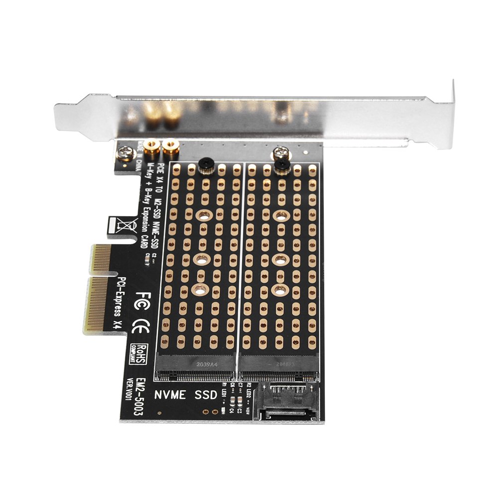 Makki Adaptador M2 SSD NVMe+SATA (M-key+B-key) to PCI Express 3.0 4x adapter - MAKKI-M2-PCIE-2X