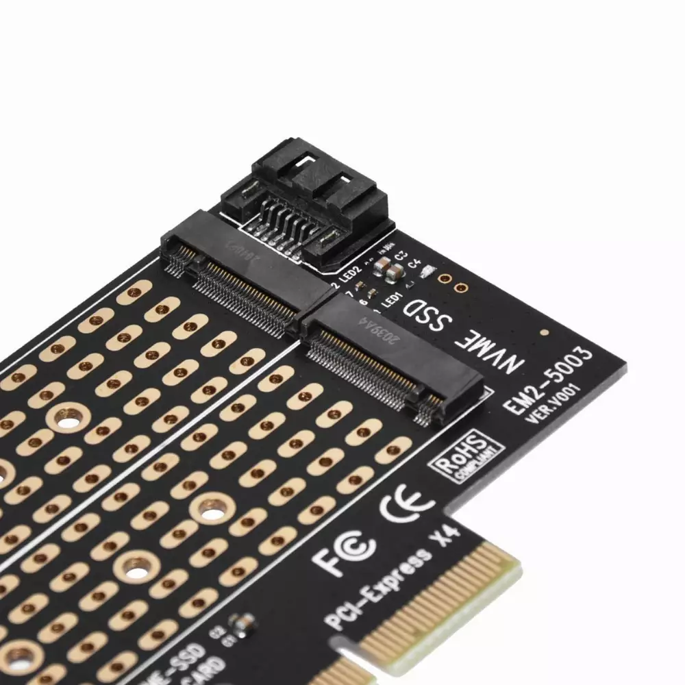 Makki Adaptador M2 SSD NVMe+SATA (M-key+B-key) to PCI Express 3.0 4x adapter - MAKKI-M2-PCIE-2X
