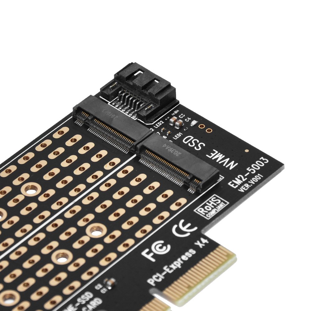 Makki Adaptador M2 SSD NVMe+SATA (M-key+B-key) to PCI Express 3.0 4x adapter - MAKKI-M2-PCIE-2X