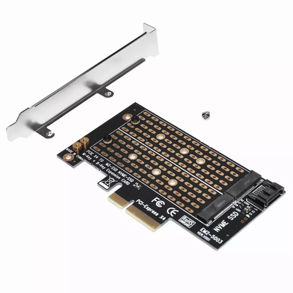 Makki Адаптер M2 SSD NVMe+SATA (M-key+B-key) to PCI Express 3.0 4x adapter - MAKKI-M2-PCIE-2X