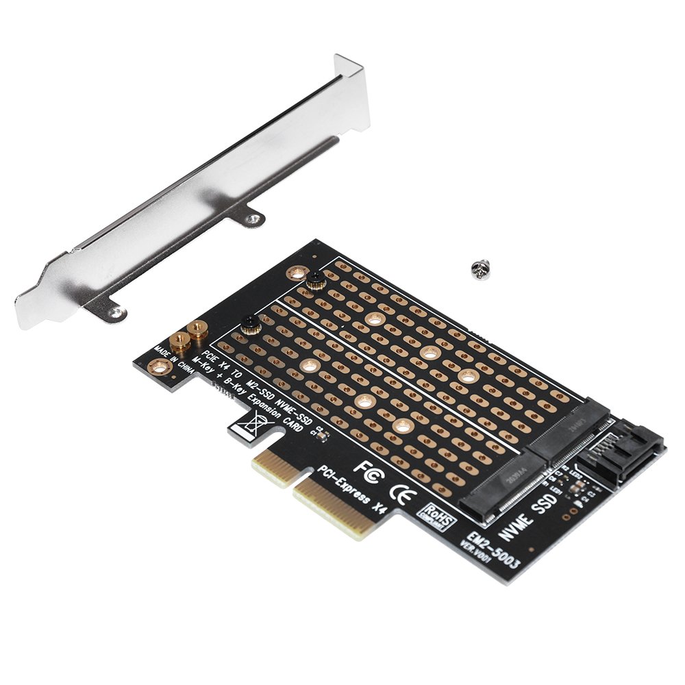 Makki Adaptador M2 SSD NVMe+SATA (M-key+B-key) to PCI Express 3.0 4x adapter - MAKKI-M2-PCIE-2X