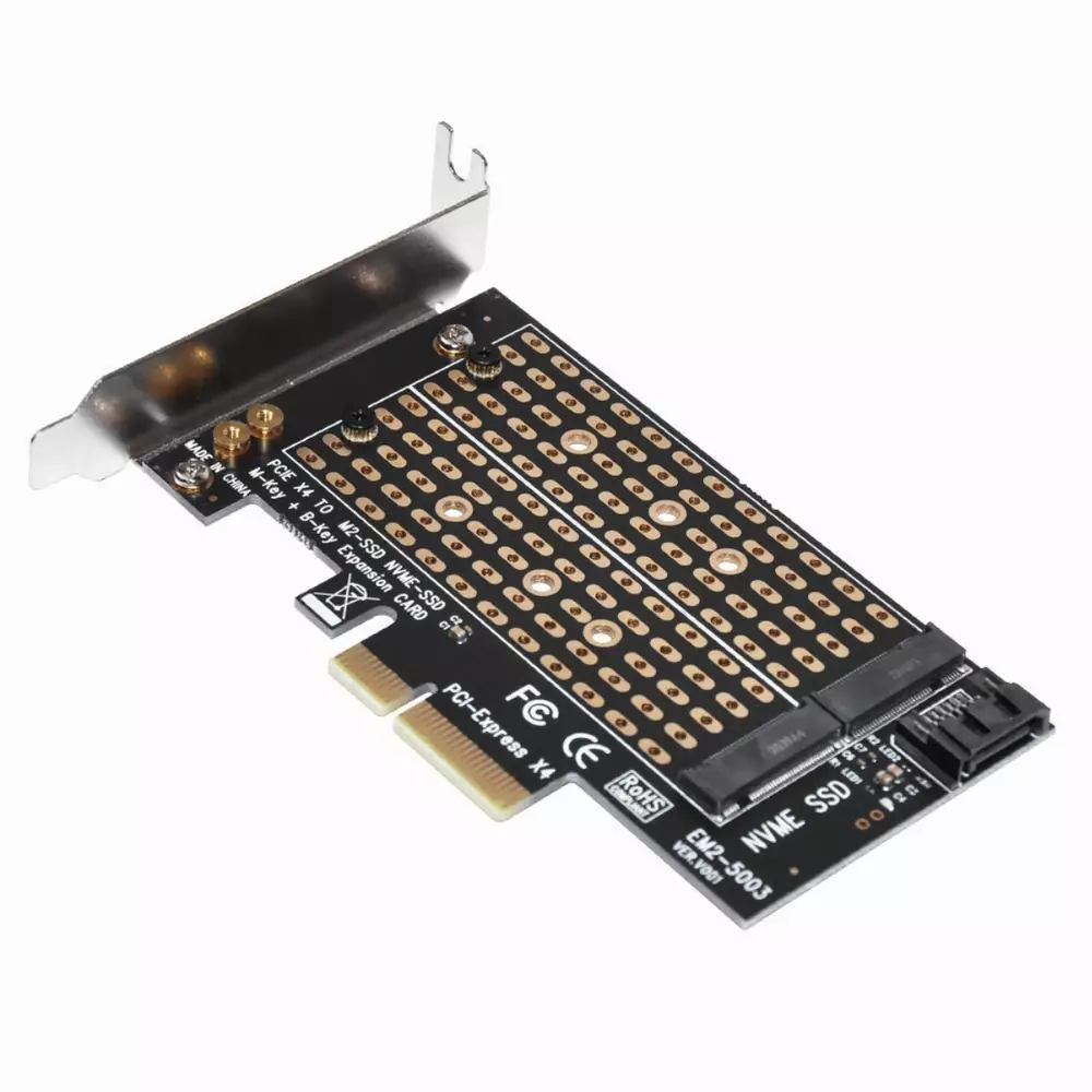 Makki Adaptador M2 SSD NVMe+SATA (M-key+B-key) to PCI Express 3.0 4x adapter - MAKKI-M2-PCIE-2X