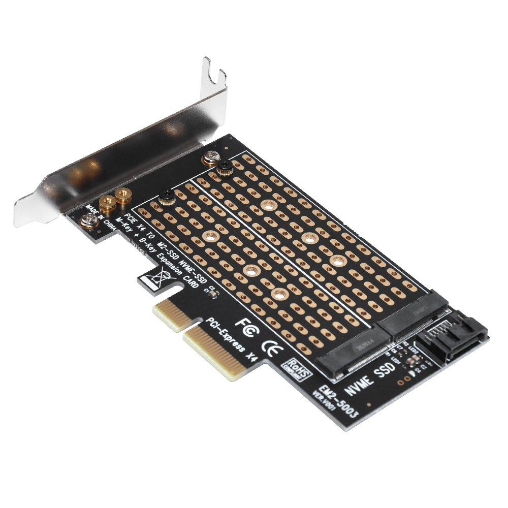 Makki Adaptador M2 SSD NVMe+SATA (M-key+B-key) to PCI Express 3.0 4x adapter - MAKKI-M2-PCIE-2X