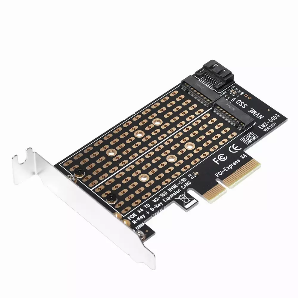 Makki Адаптер M2 SSD NVMe+SATA (M-key+B-key) to PCI Express 3.0 4x adapter - MAKKI-M2-PCIE-2X