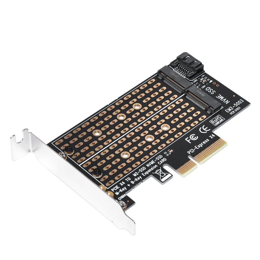 Makki Adaptador M2 SSD NVMe+SATA (M-key+B-key) to PCI Express 3.0 4x adapter - MAKKI-M2-PCIE-2X