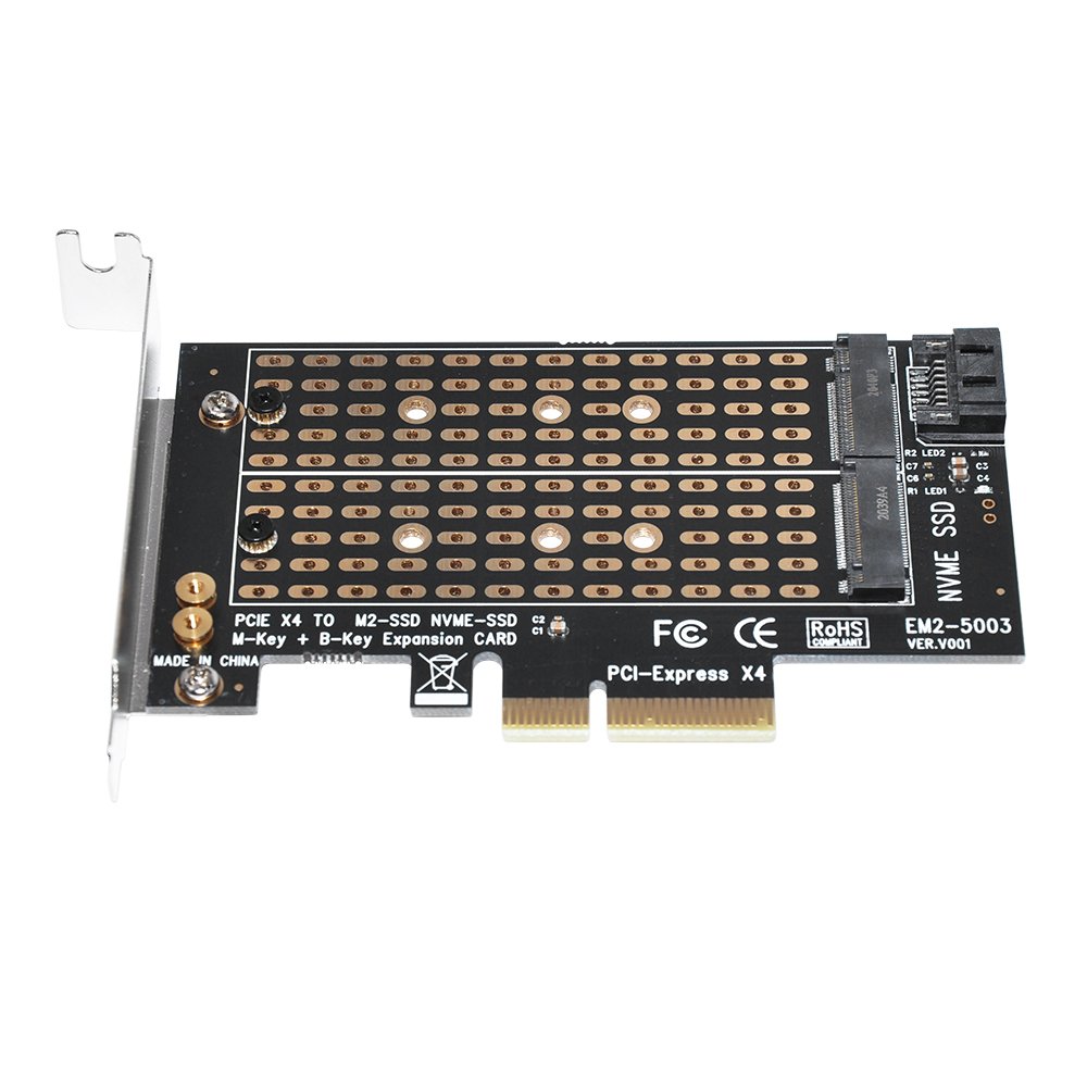 Makki Adaptador M2 SSD NVMe+SATA (M-key+B-key) to PCI Express 3.0 4x adapter - MAKKI-M2-PCIE-2X