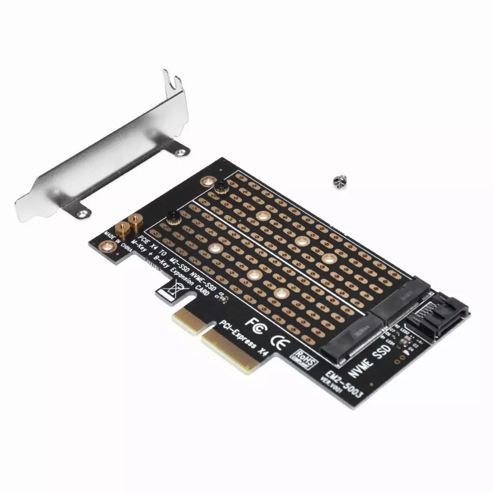 Makki Adaptador M2 SSD NVMe+SATA (M-key+B-key) to PCI Express 3.0 4x adapter - MAKKI-M2-PCIE-2X
