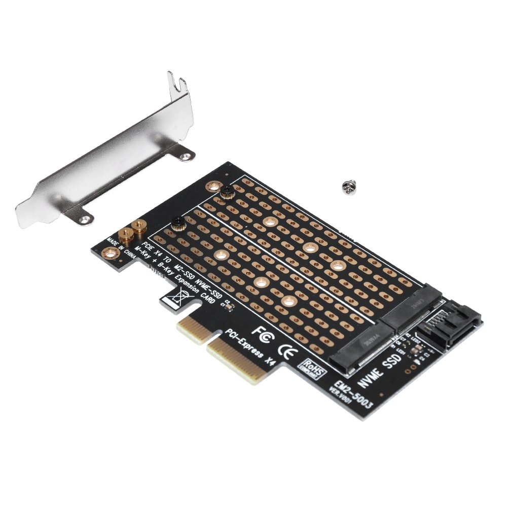 Makki Adaptador M2 SSD NVMe+SATA (M-key+B-key) to PCI Express 3.0 4x adapter - MAKKI-M2-PCIE-2X