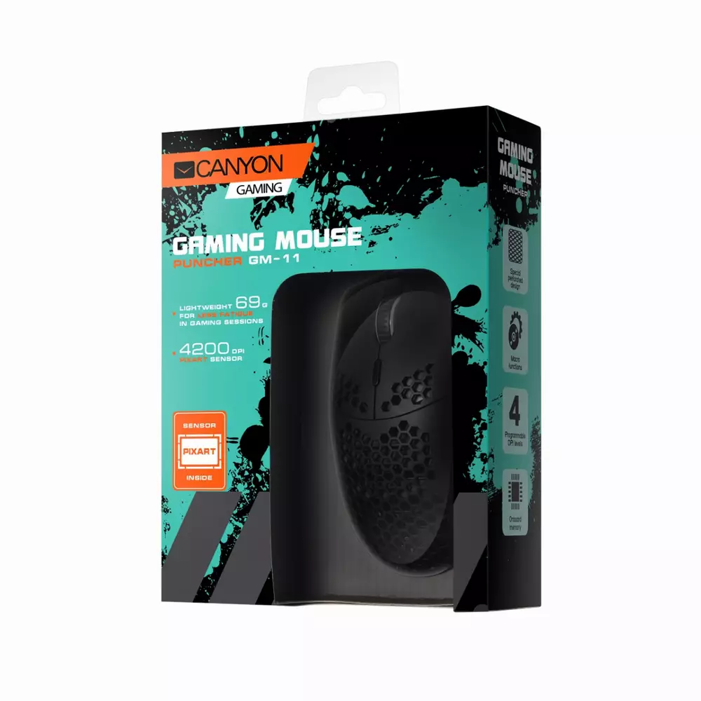 Геймърска мишка CANYON Puncher GM-11 Black RGB - CND-SGM11B