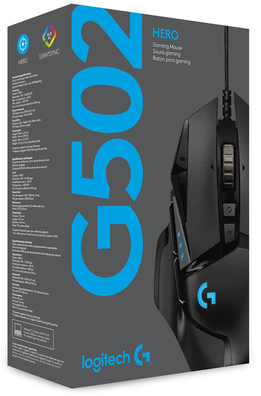 Геймърска мишка Logitech G502 Hero Black - 910-005470