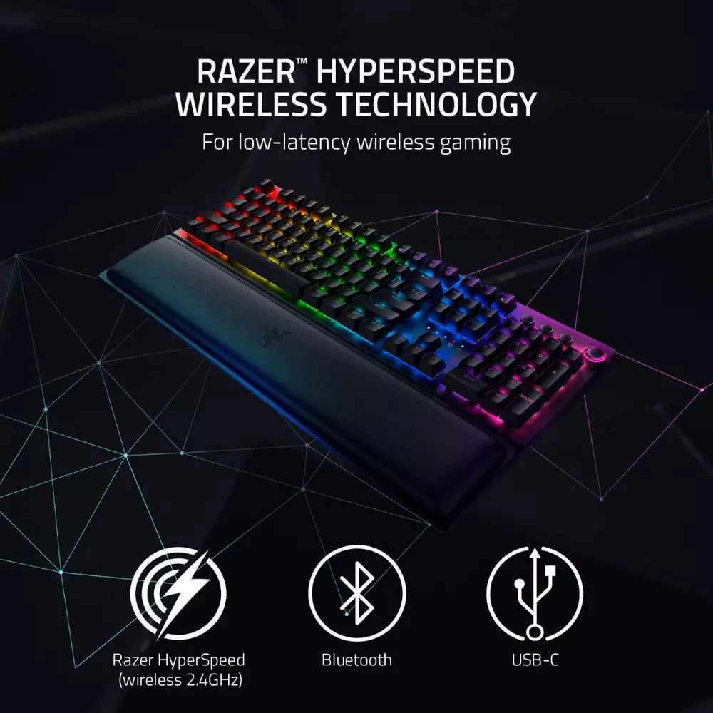 Геймърска клавиатура Razer BlackWidow V3 Pro Green Mechanical Switch