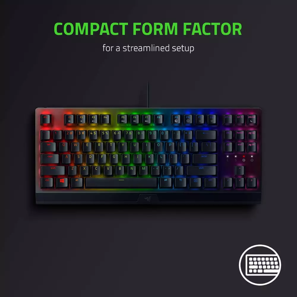 Гаймърска клавиатура Razer BlackWidow V3 Tenkeyless Mechanical Green Switch