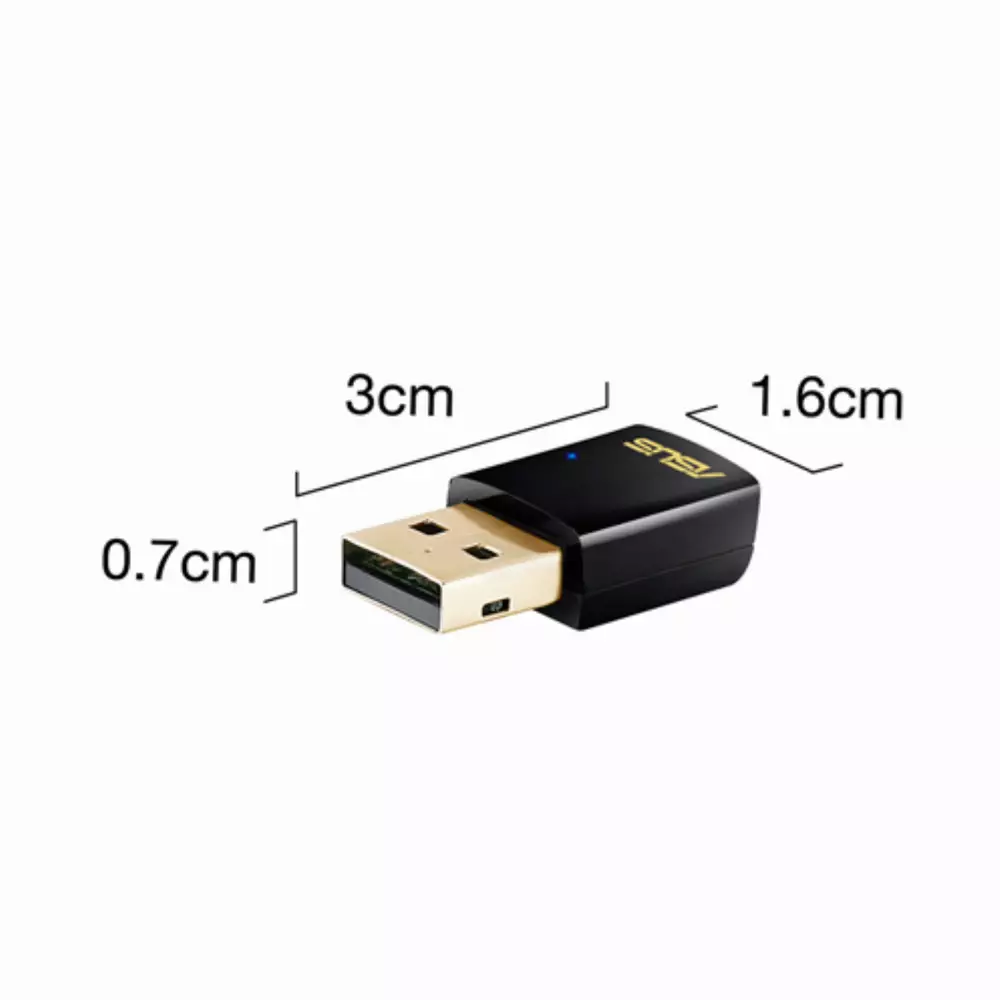 Безжичен USB Адаптер ASUS USB-AC51, Dual-band, 2.4Ghz-150Mbps/ 5Ghz-433Mbps, USB 2.0