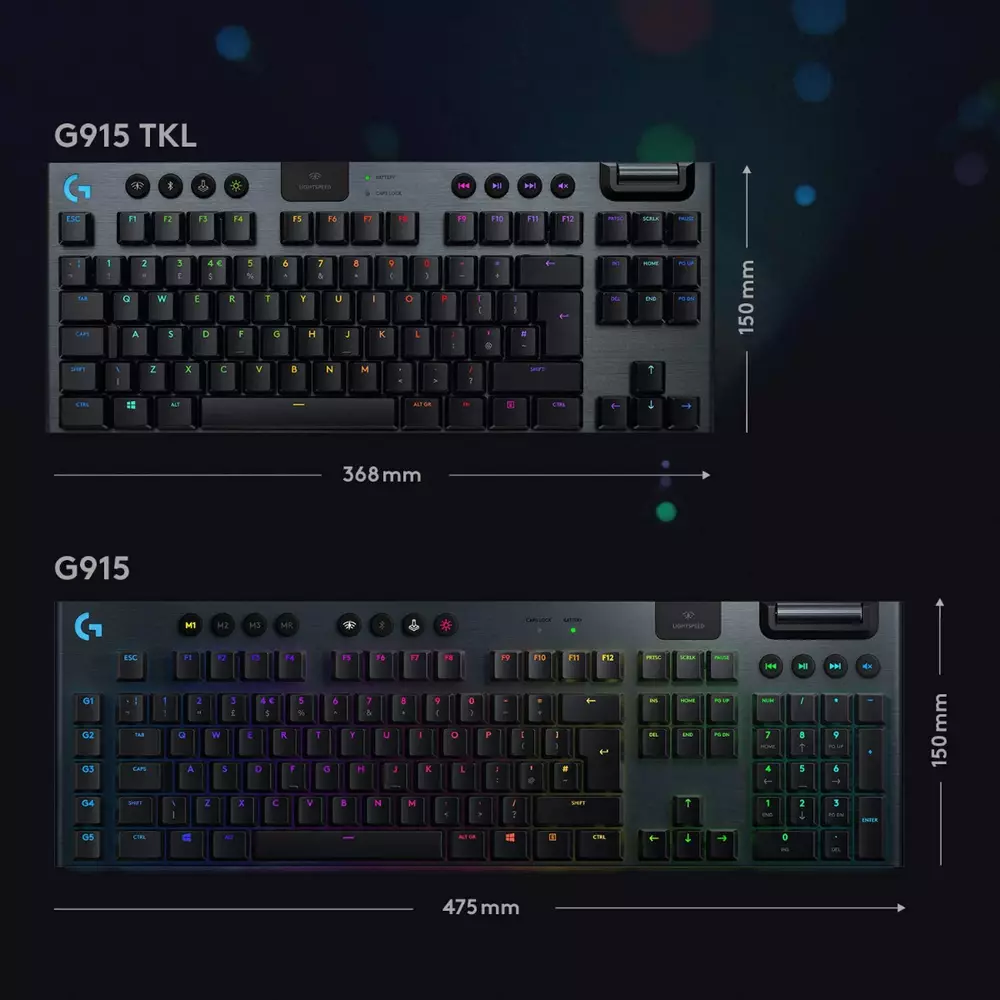 Геймърска клавиатура LOGITECH G915 TKL GL Clicky Switches