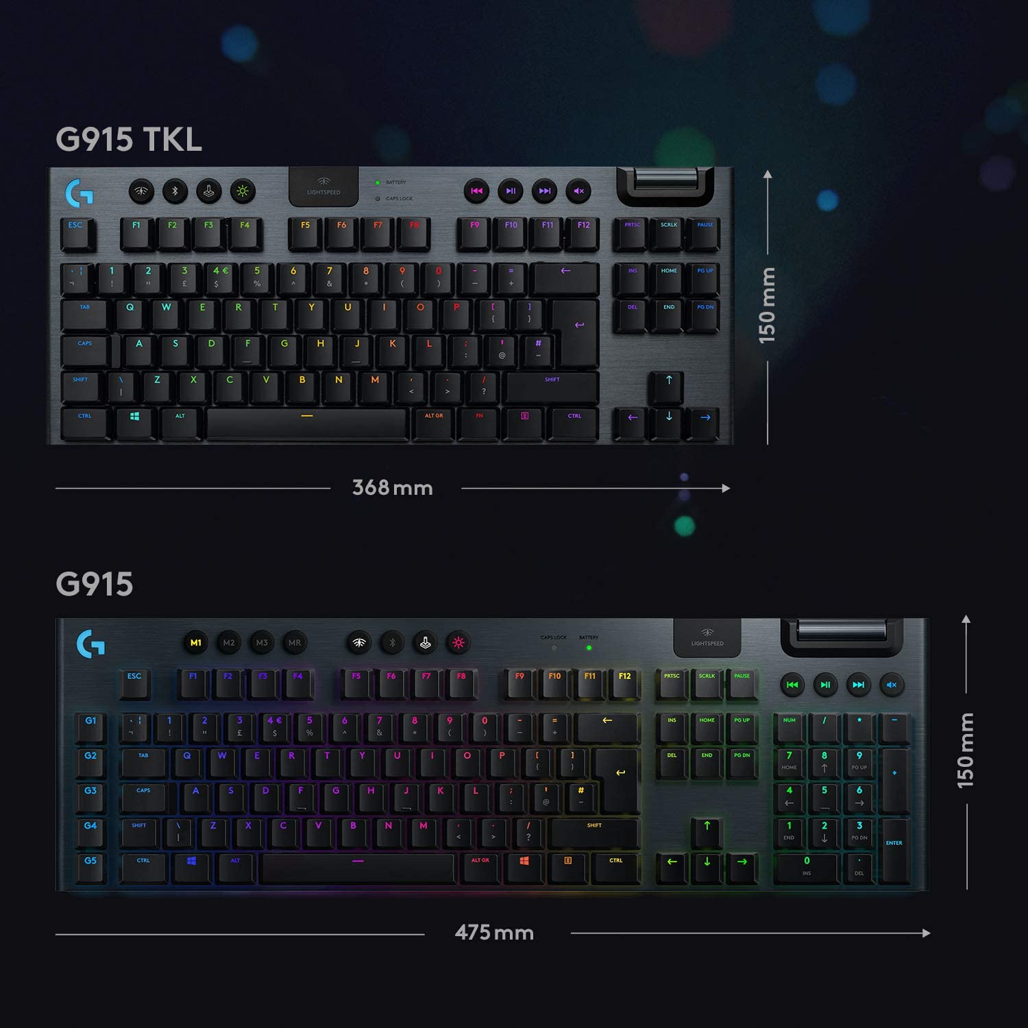 Геймърска клавиатура LOGITECH G915 TKL GL Clicky Switches