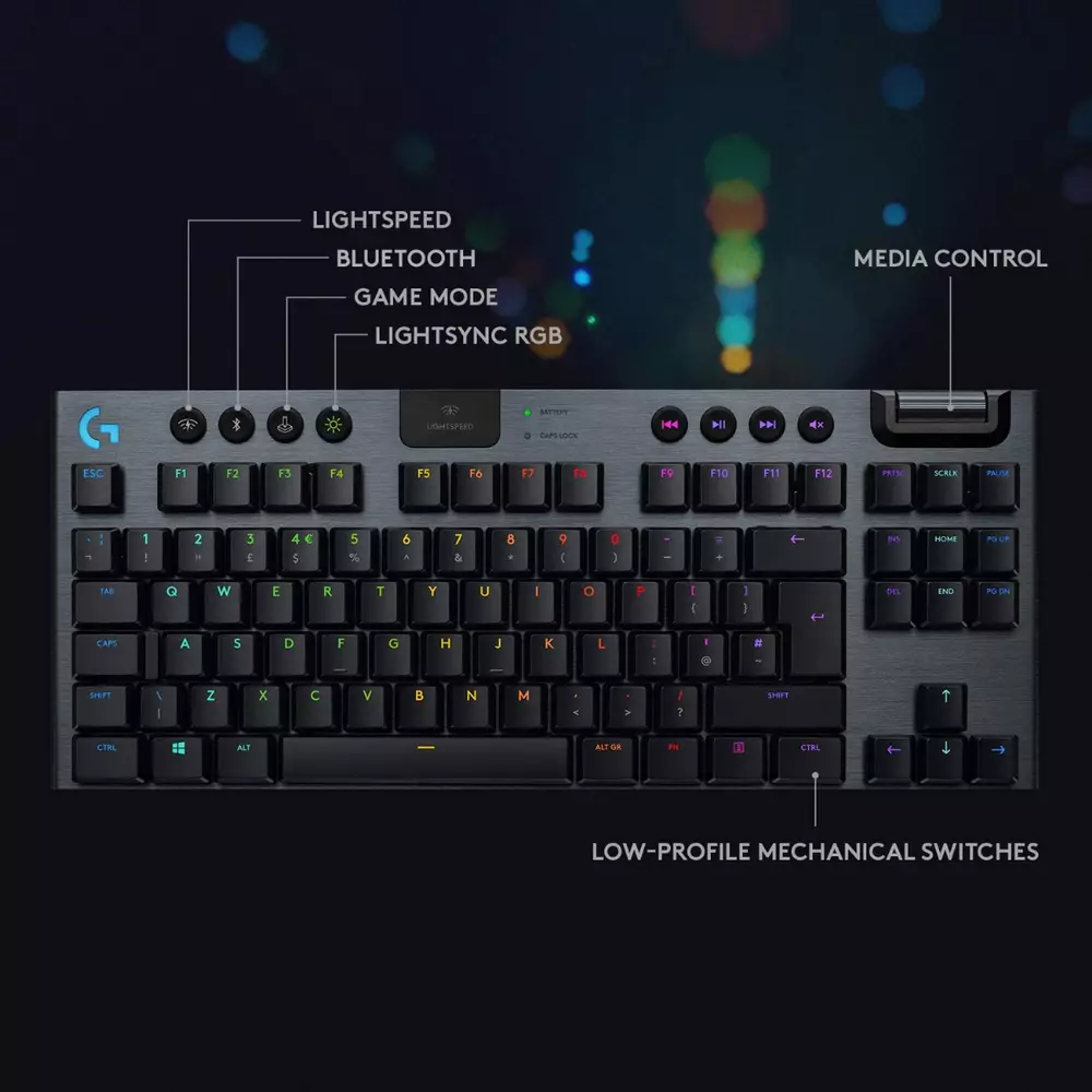 Геймърска клавиатура LOGITECH G915 TKL GL Tactile Switches