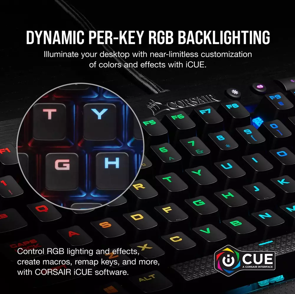 Геймърска клавиатура Corsair K65 LUX RGB CherryMX Red