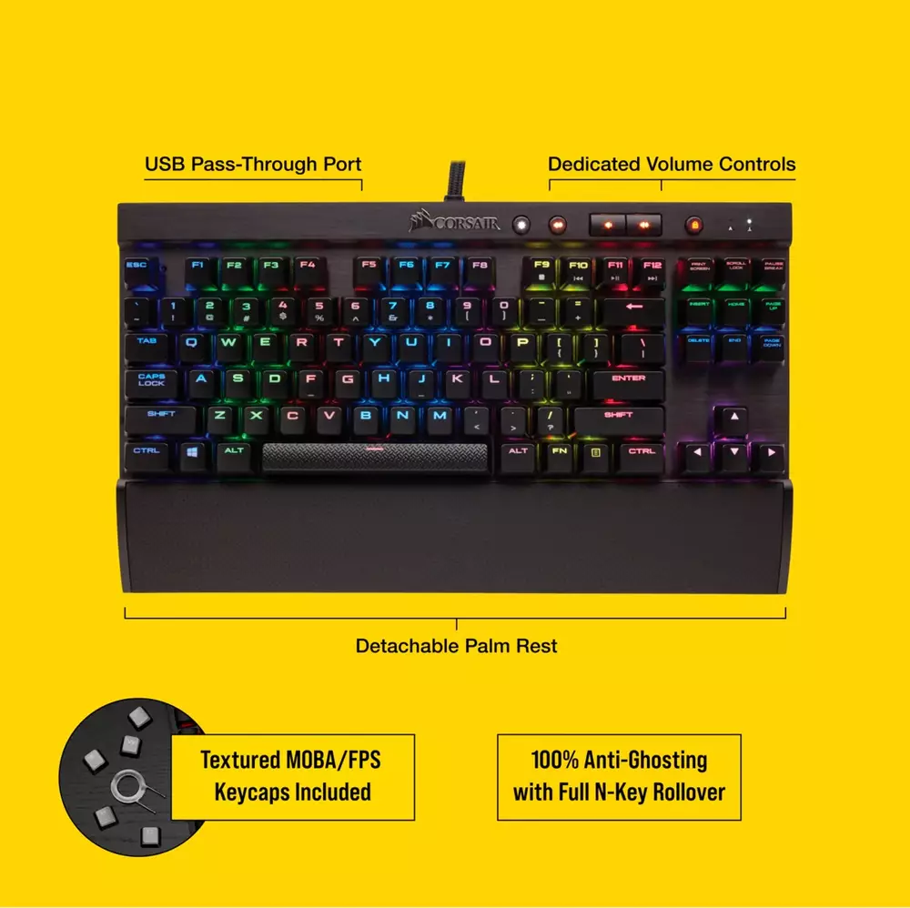 Геймърска клавиатура Corsair K65 LUX RGB CherryMX Red