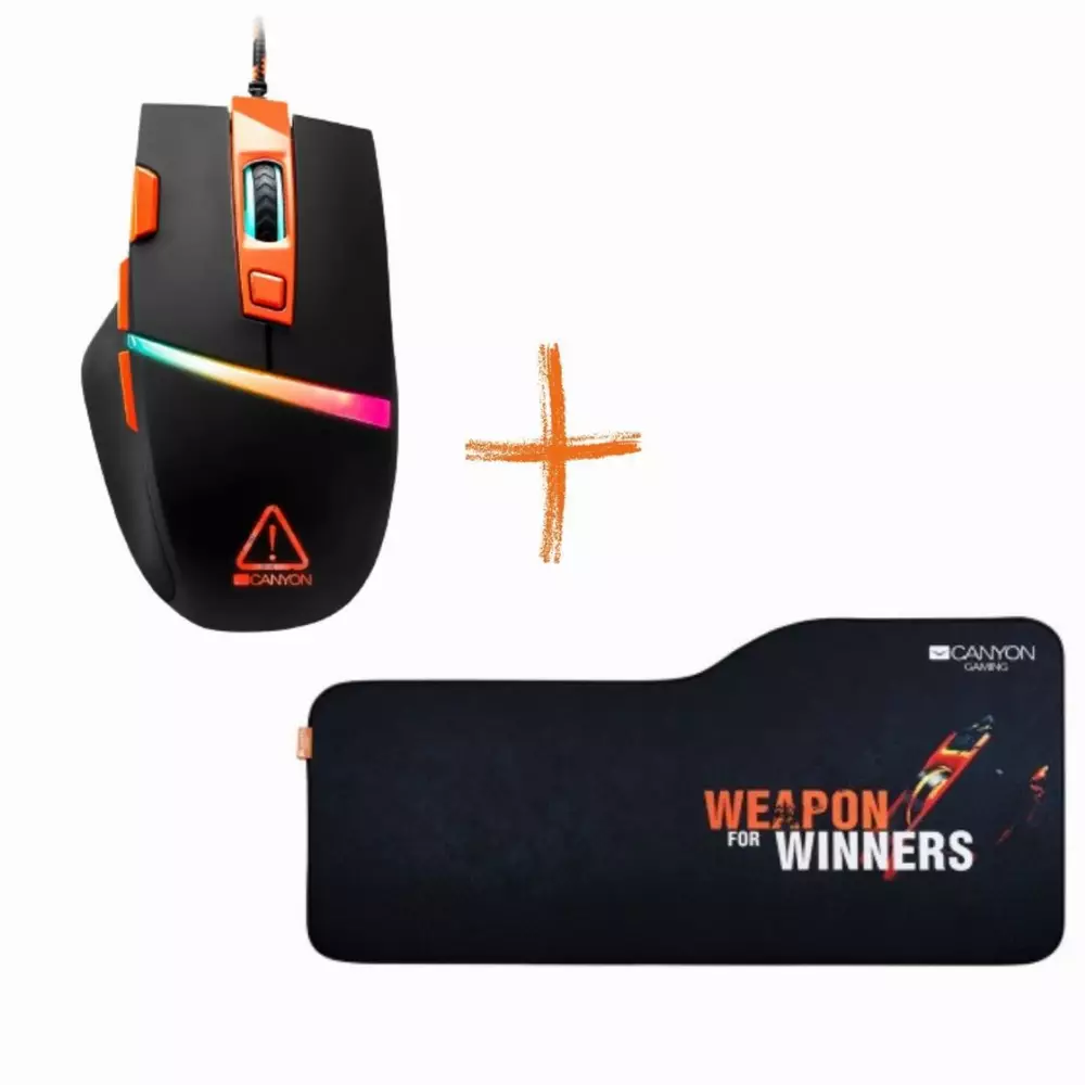 Комплект геймърска мишка + пад CANYON Sulaco CND-SGM04RGB + CANYON CND-CMP10 Mouse pad