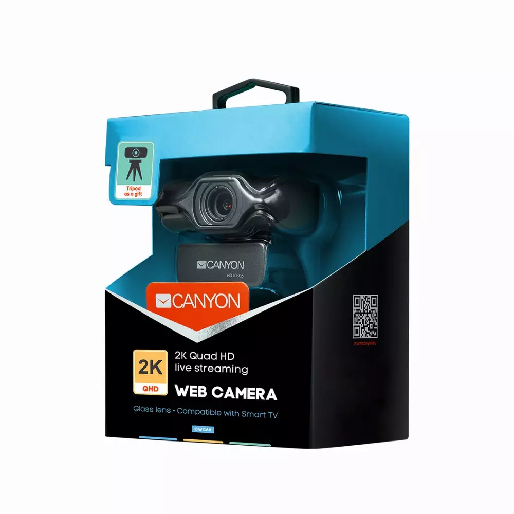 Комплект геймърски слушалки + уеб камера CANYON Corax CND-SGHS5A & CANYON CNS-CWC6N 2K Quad HD