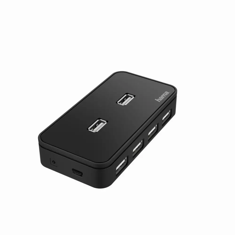 USB хъб със захранване HAMA, USB 2.0, 1:7,Черен