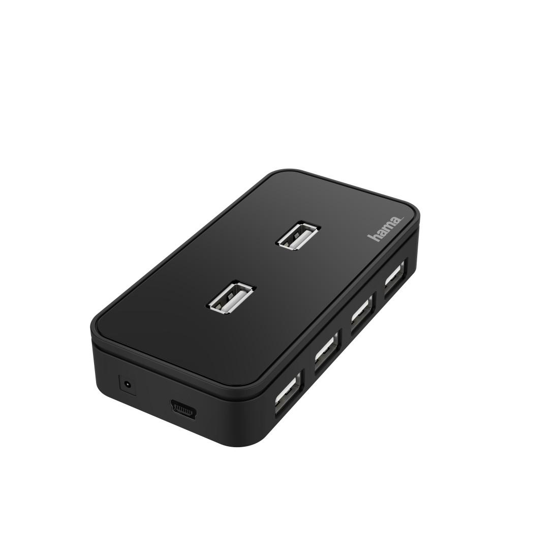 USB хъб със захранване HAMA, USB 2.0, 1:7,Черен