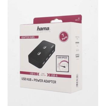 USB хъб със захранване HAMA, USB 2.0, 1:7,Черен