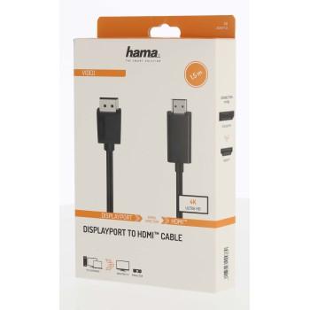 Кабель HAMA DisplayPort v.1.2 мужской - HDMI мужской, Ultra-HD, 4K, 1.5м