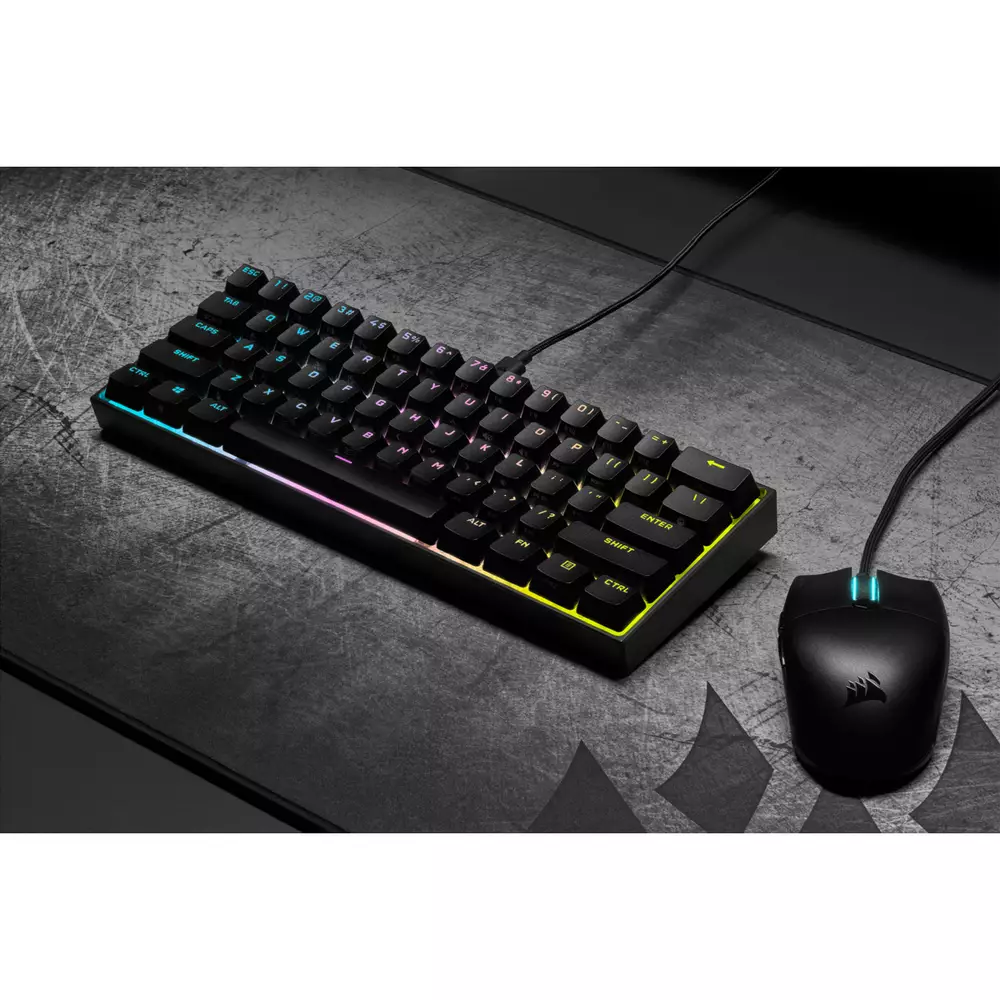 Геймърска механична клавиатура CORSAIR K65 RGB MINI 60% - CHERRY MX Red