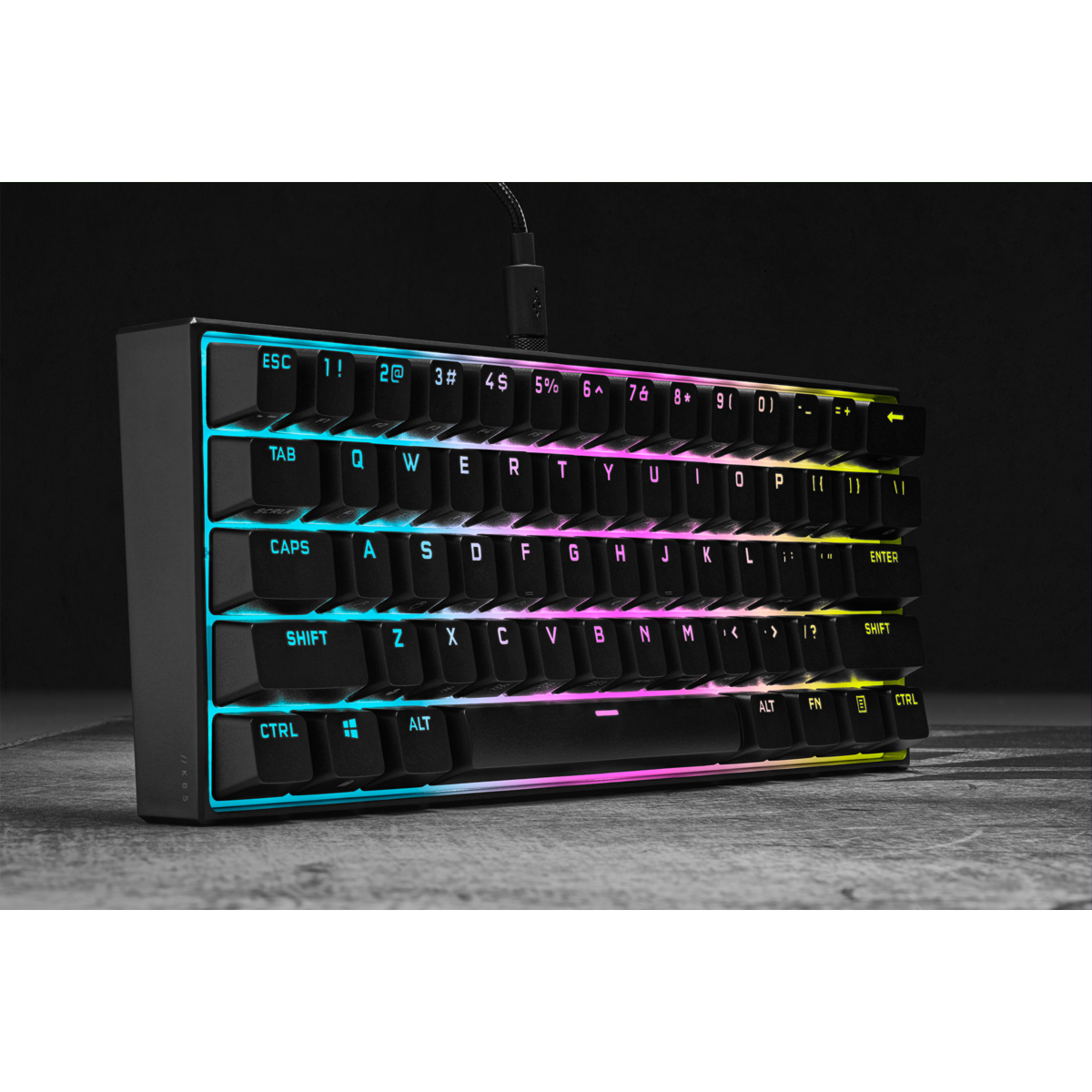 Геймърска механична клавиатура CORSAIR K65 RGB MINI 60% - CHERRY MX Red