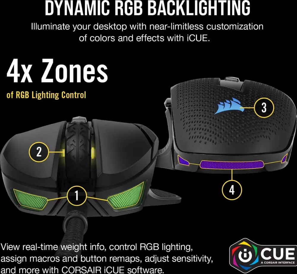 Геймърска мишка CORSAIR NIGHTSWORD RGB Tunable FPS/MOBA - CH-9306011-EU