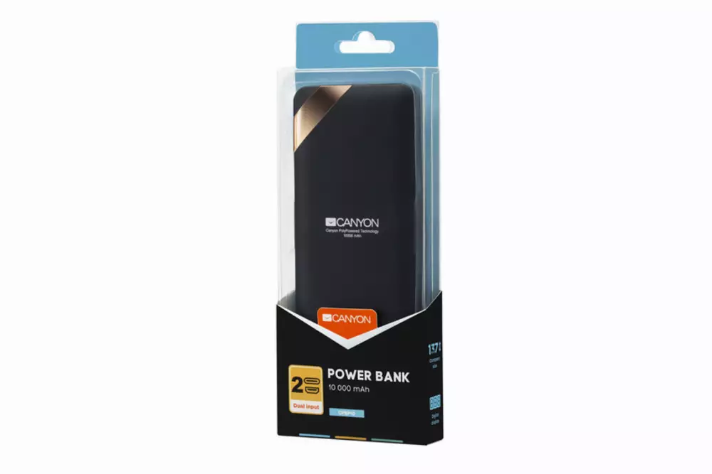 Външна батерия CANYON CNE-CPBP10B Power bank 10000mAh Черна