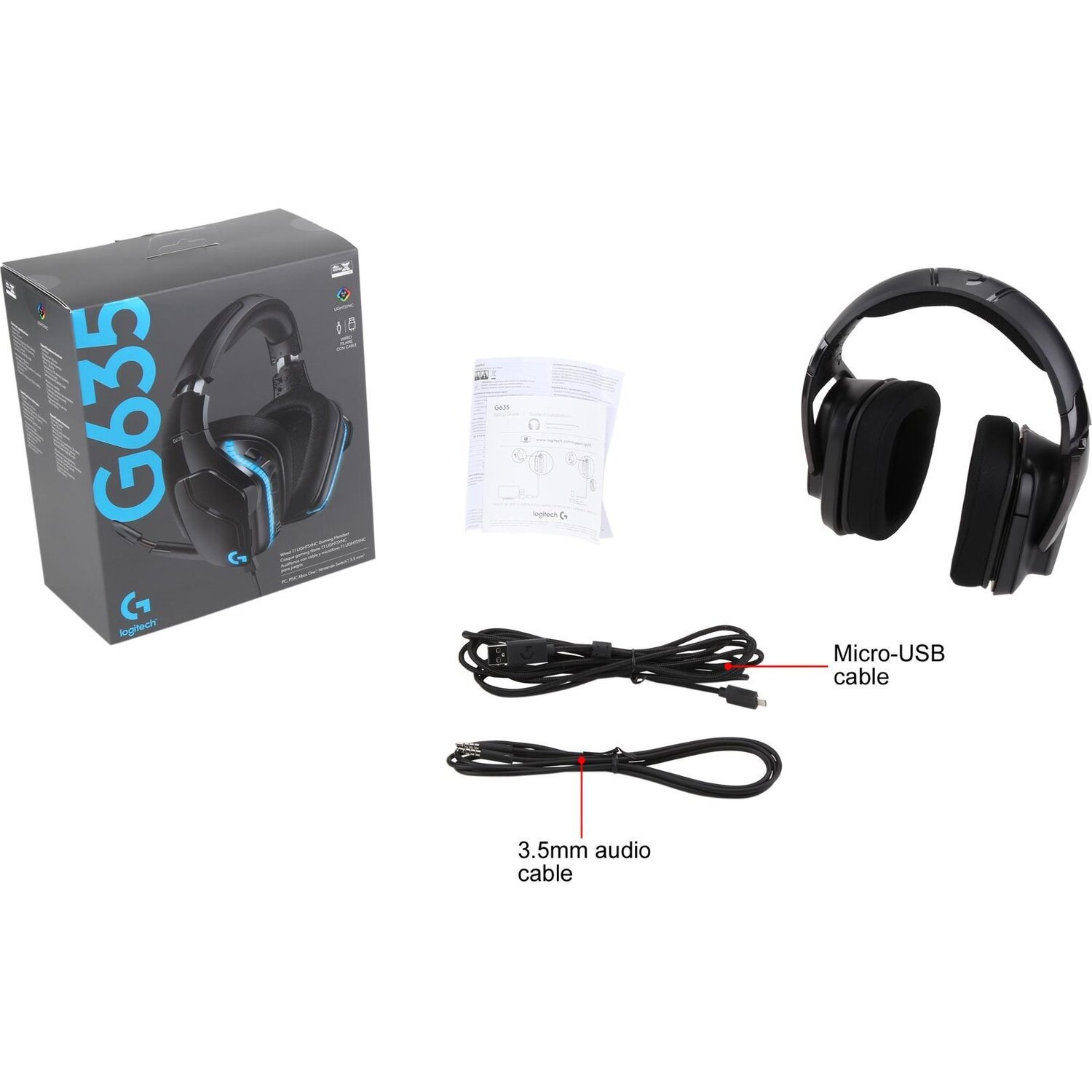 Геймърски слушалки Logitech G635 7.1 Surround Sound LIGHTSYNC Gaming Headset
