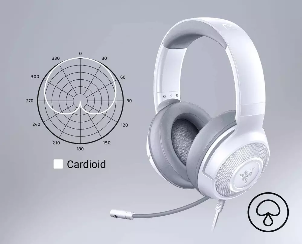 Геймърски слушалки Razer Kraken X Mercury Gaming Headset White