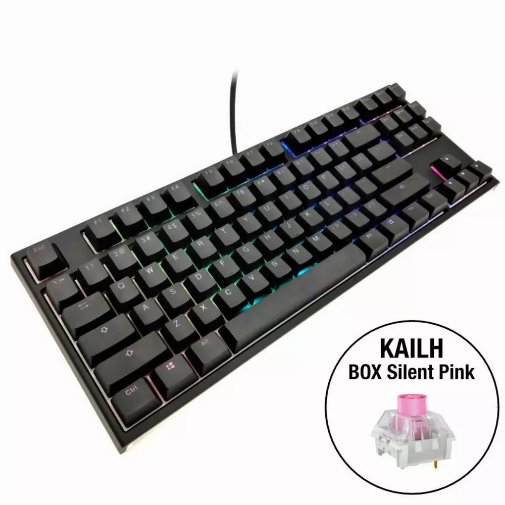 Геймърскa механична клавиатура Ducky One 2 TKL RGB, Kailh BOX Silent Pink