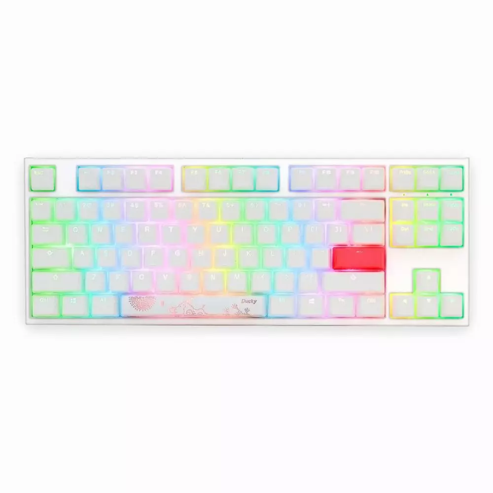 Геймърскa механична клавиатура Ducky One 2 TKL White RGB, Kailh BOX Red
