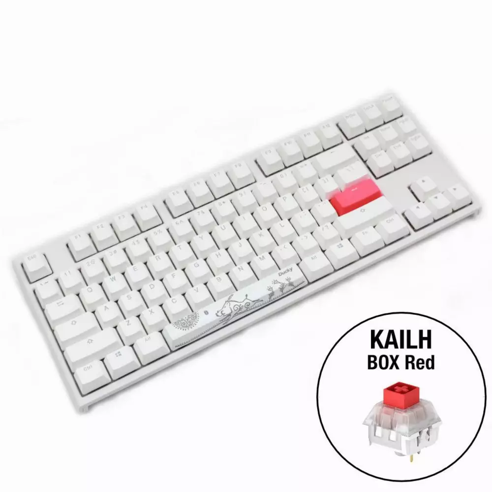 Геймърскa механична клавиатура Ducky One 2 TKL White RGB, Kailh BOX Red