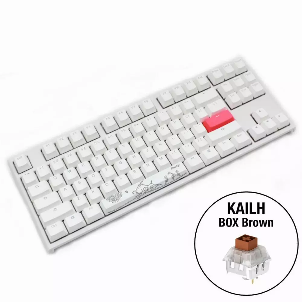 Геймърскa механична клавиатура Ducky One 2 TKL White RGB, Kailh BOX Brown