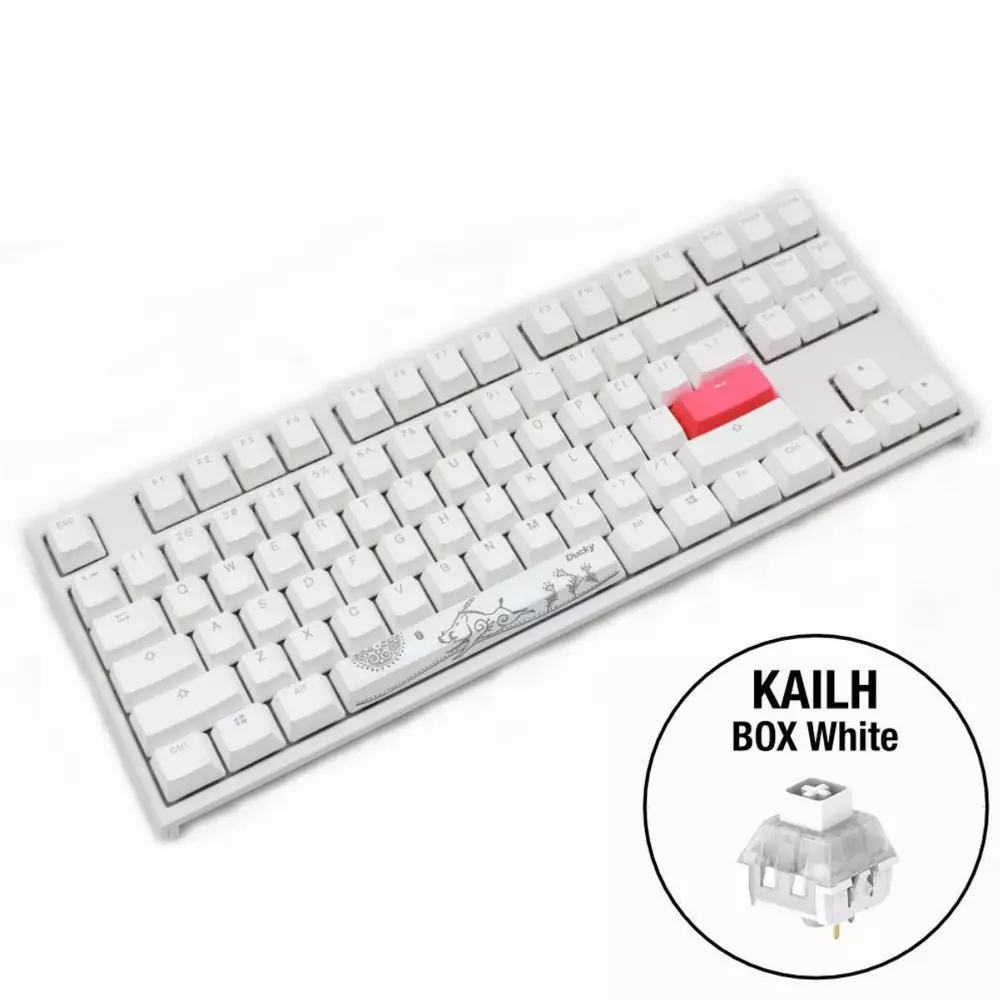 Геймърскa механична клавиатура Ducky One 2 TKL White RGB, Kailh BOX White