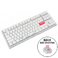 Геймърскa механична клавиатура Ducky One 2 TKL White RGB, Kailh BOX Silent Pink