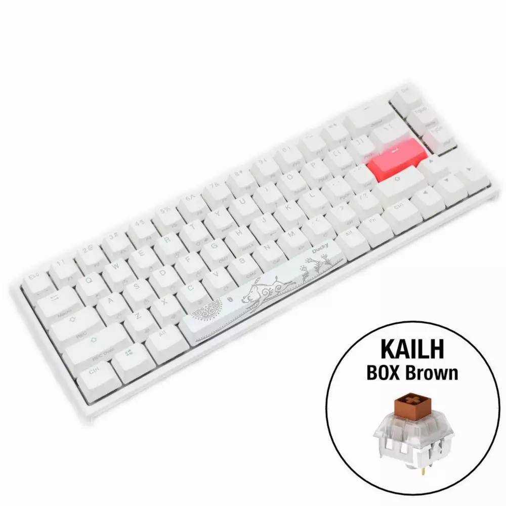 Геймърскa механична клавиатура Ducky One 2 SF White RGB, Kailh BOX Brown